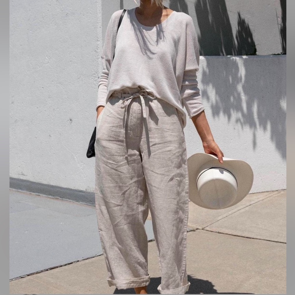 The white company linen blend knit top